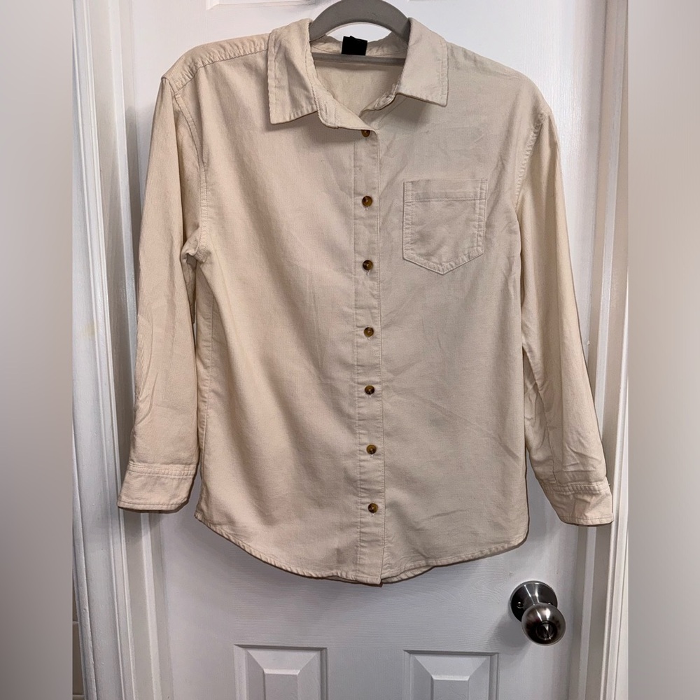 Corduroy! NEW Girl's Art Class Ivory Soft Corduroy Button Up Long Sleeves Shirt - Picture 4 of 14